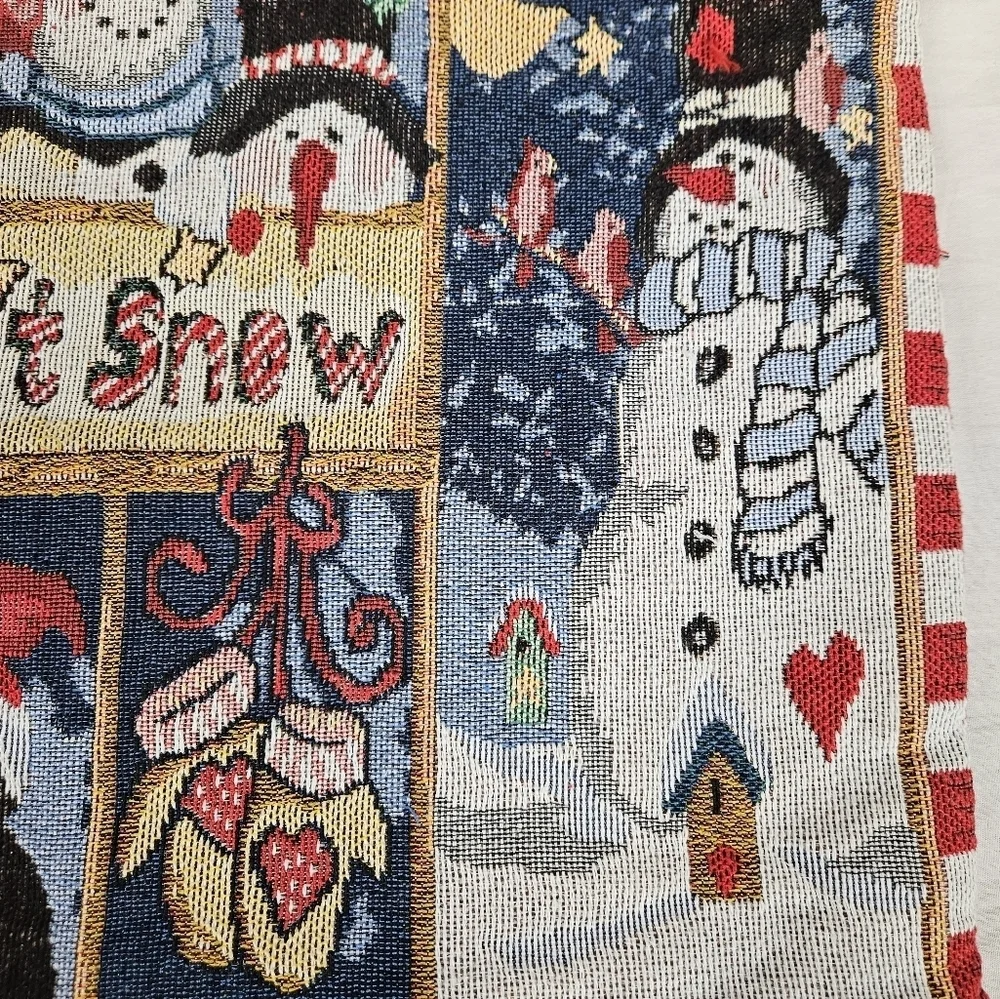 Christmas Tapestry Throw Pillow Cover Penguins & Snowmen 17